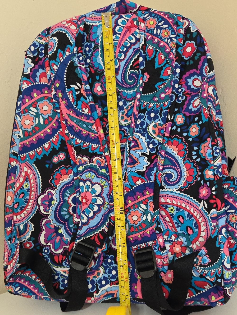 Vera Bradley Black Multicolor Paisley Quilted Backpack - Picture 8 of 12